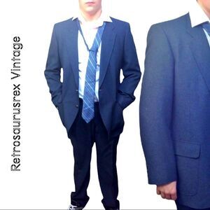 VNTG Steel Blue 2-Pc Men's Rockabilly Suit by Edgeworth, M L